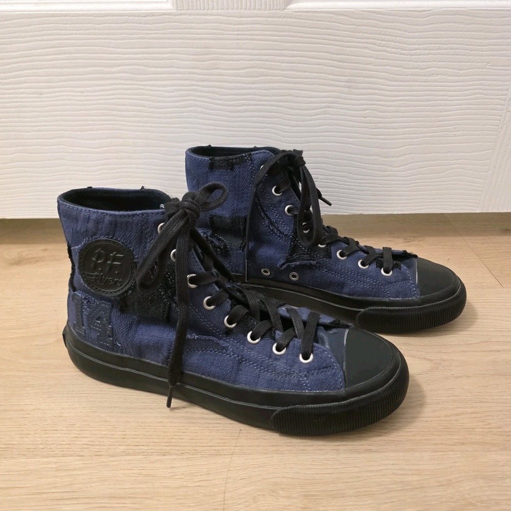 P.F. Flyers Blue Black Houdini Of The Hardwood Lace Up High Top Sneakers Size 8